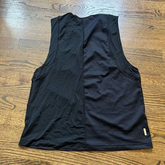 Alala Womens Black Mesh Dual Split Crew Neck Tank Top Size Small - Picture 6 of 8